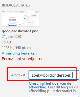 zoekwoordonderzoek alt tag