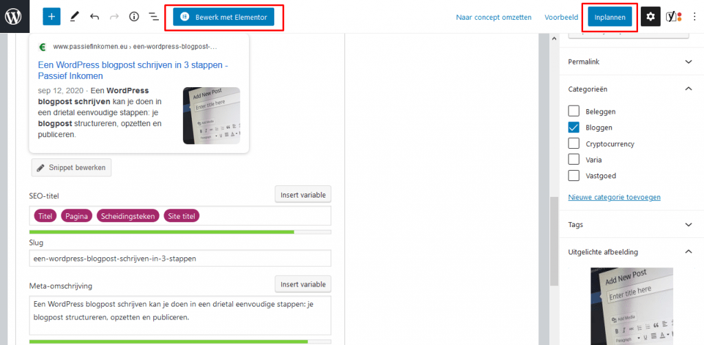 wordpress blogpost schrijven