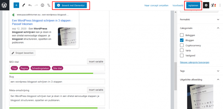 wordpress blogpost schrijven